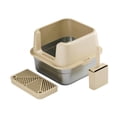 thumbnail image 1 of kusrkot Cat Litter Box Cat Litter Container High Side Anti Splashing Pet Litter Tray Khaki, 1 of 9
