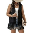 thumbnail image 2 of PMVFHDE Women's Fashion Solid Color Fringe Vest Retro Vest Sleeveless Jacket Cardigan Black,L, 2 of 5