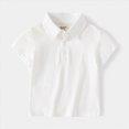 thumbnail image 2 of TOWED22 Toddler Baby Boy Polo Shirt Kids Short Striped Sleeve School Uniform Shirts(White,3-4 Y), 2 of 4