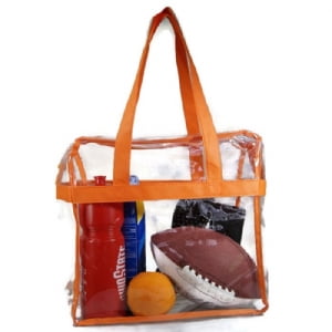 Kit Features Vinyl Bag Deluxe Clear Tote Bag w/Zipper, NFL Stadium Approved Security Bag, Clear Vinyl, Shoulder Straps, Black Trim, Heavy Duty ()