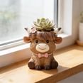 thumbnail image 2 of Fareti Highland Cow Planter, Decorative Resin Flower Pot for Succulents, Highland Cow Decor, Small Animal Plant Container for Indoor Outdoor, 2 of 4