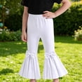 thumbnail image 2 of JCCXIN Girls Flare Pants Baggy Bow Elastic Waist Stretch Pants Outdoor Playwear Summer Casual Everyday Wear Soft Street Bottoms,White,5-6 Years, 2 of 9
