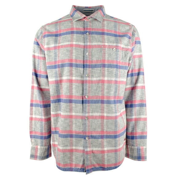 $138 Tommy Bahama Canyon Beach Bonfire Plaid, Carbon Grey,2XL