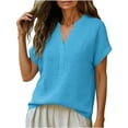 thumbnail image 3 of Wensltd Women Cotton Linen V Neck Blouses Loose Casual Lightweight Soft Blouses for Daily Casual Summer Outfits, 3 of 6