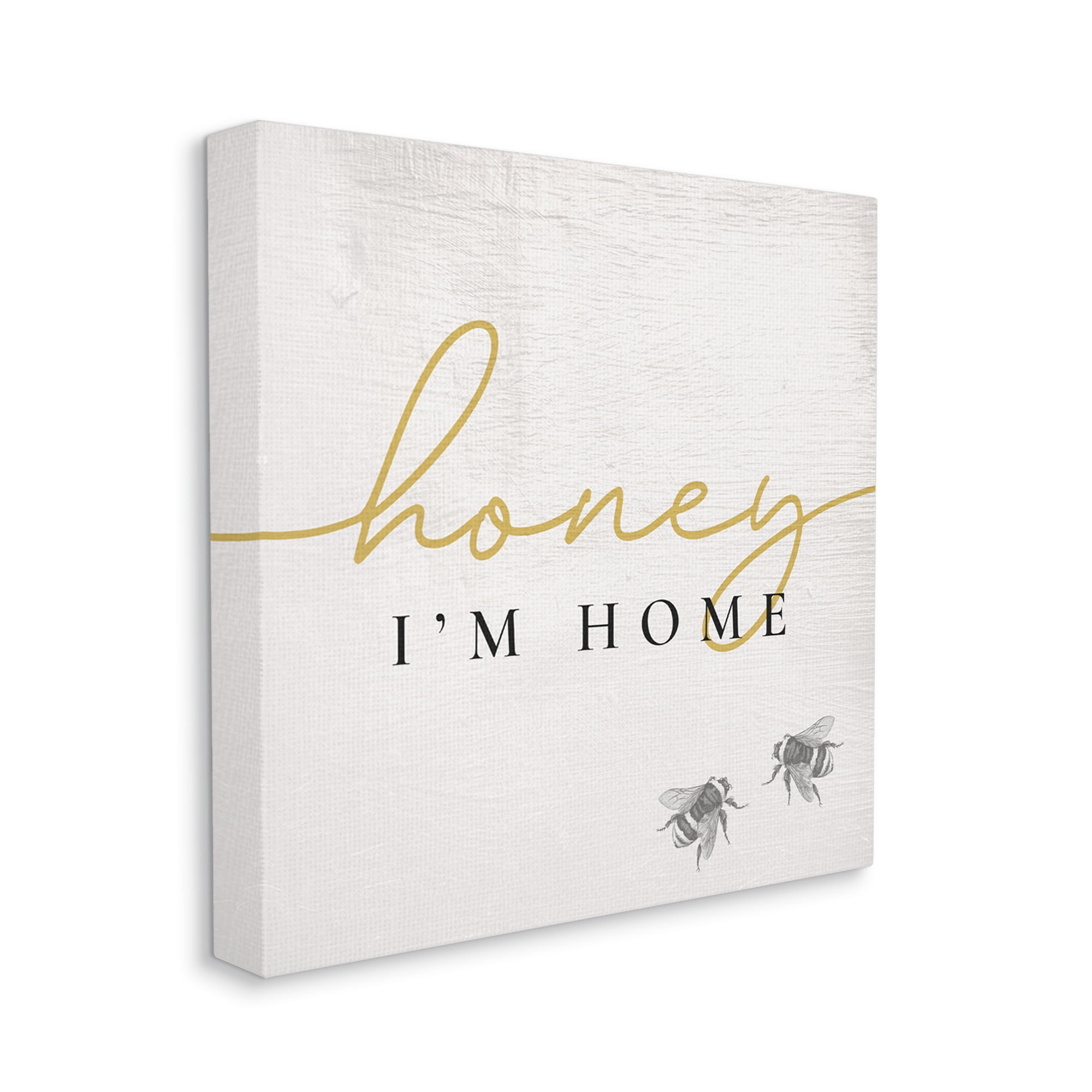 Stupell Industries Honey I'm Home Greeting Charming Bee Pun, 17 x 17,Design by Daphne Polselli