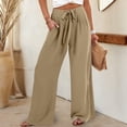 thumbnail image 5 of FASHIONPANT Fashion Casual Pants For Women Linen Wide Leg Loose High Waist Beach Haren Pockets Pants, 5 of 6