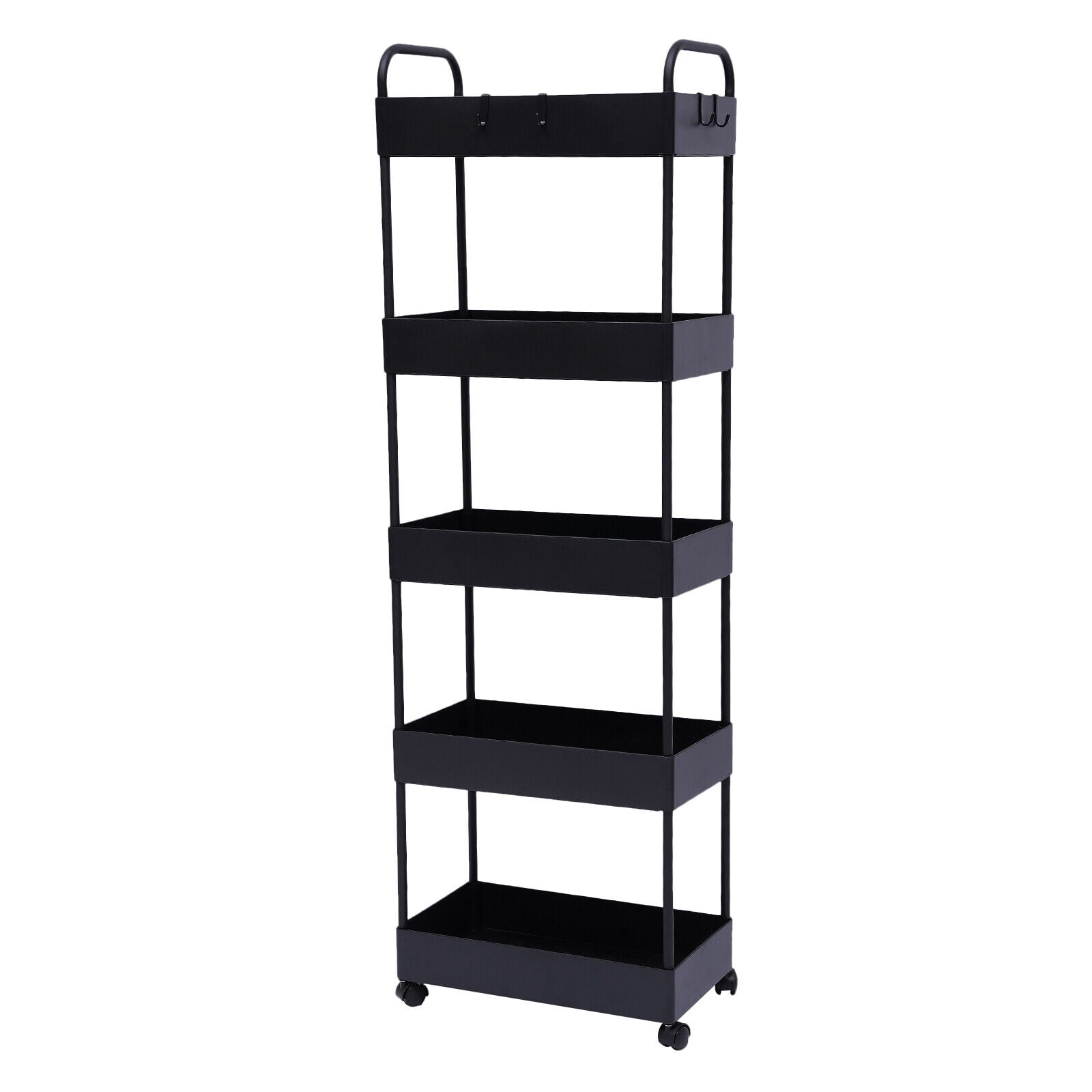 5 Tier Metal Rolling Storage Cart Slide Out Organizer Black