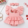 thumbnail image 5 of IBTOM CASTLE Baby Girls 1st Birthday Outfit Watermelon Strawberry One Boho Romper Tutu Dress with Headband for Cake Smash Photo Shoot 6-12 Months Pink - Watermelon, 5 of 8