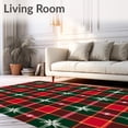 thumbnail image 2 of ODIKA 8'x10' Machine Washable Non-Slip Area Rug, Merry Yuletide Tartan Joyful Hearth Seasonal High Traffic Rug, Red, 627582, 2 of 5