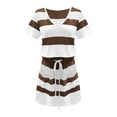 thumbnail image 3 of Lenago Women's Baggy Sleeve V-Neck Stripe Knit Dress With Belt Pockets Detail, 3 of 4