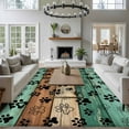 thumbnail image 4 of Area Rug for Living Room, Teal Green Brown Non-Slip Indoor Large Carpet for Bedroom/Dining Room, Farmhouse Dog Paw Vintage Washable Low-Profile Rectangle Floor Runner Rugs - 5 x 7 Ft, 4 of 7