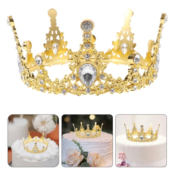 OUNONA Crown Cake Topper Alloy Crown Delicate Crown Shaped Topper for Wedding Birthday Cake