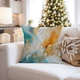 thumbnail image 4 of Ethan Taylor Abstract Throw Pillow Soft Cushion Cover 'Ephemeral Dance Paint Brush Strokes Modern' Transitional Pattern Decorative Square Accent Pillow Case, 18x18 Inches, Blue, Orange, 4 of 5