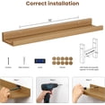 thumbnail image 3 of Floating Shelves Set of 3, Picture Ledge Shelf, 24 inch Floating Shelves for Wall, Floating Shelves with Lip for Living Room,Bedroom,Bookshelf,Nursery-Natural Oak, 3 of 8
