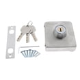 thumbnail image 1 of de puerta de puerta de garaje de acero inoxidable 2.95 × 3.23 × 0.79in Cola Cerradura de la puerta del deadbolt, 1 of 8