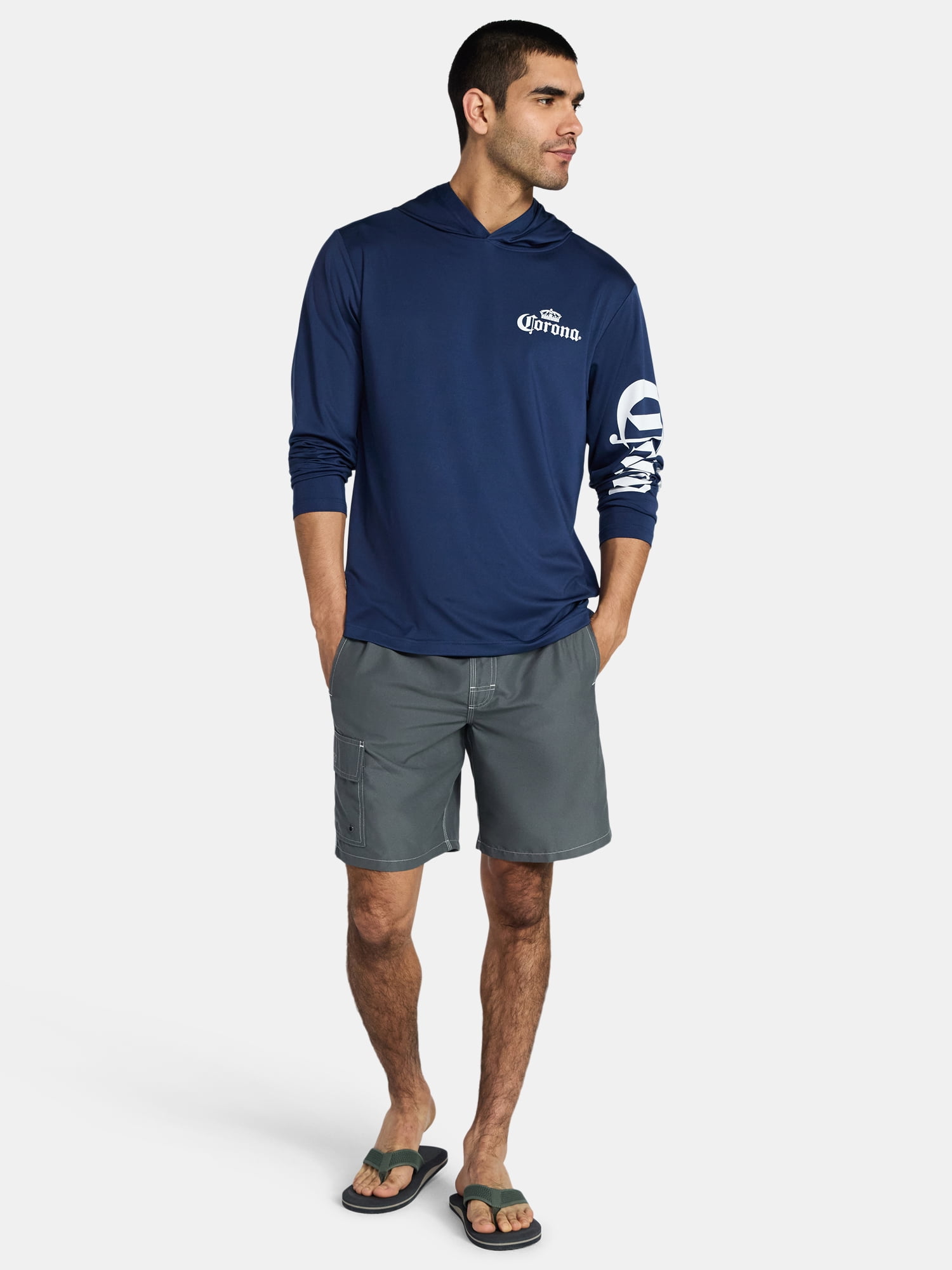 Corona Men’s and Big Men’s Graphic Hooded Sun Shirt with Long Sleeves, Sizes S-3XL