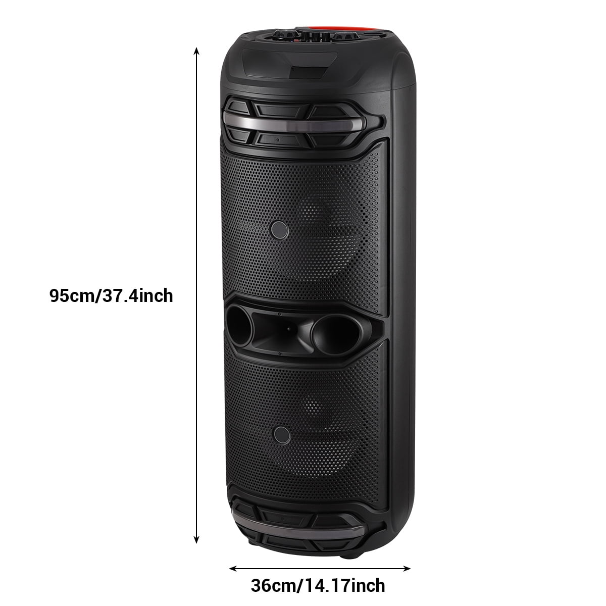 RIDWIND 5000W Powerful Bluetooth Party Speaker with Dual 12" Woofers, Portable Rechargeable Stereo Speaker, LED Lights, FM Radio & Wireless Mic for Karaoke