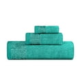 thumbnail image 2 of BNM Cotton Floral Border 3 Piece Assorted Towel Set, Turquoise, 2 of 6