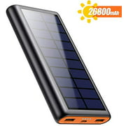 Solar Charger,26800mAh Solar Battery Power Bank Portable Panel Charger with LEDs and 2 USB Output Ports External