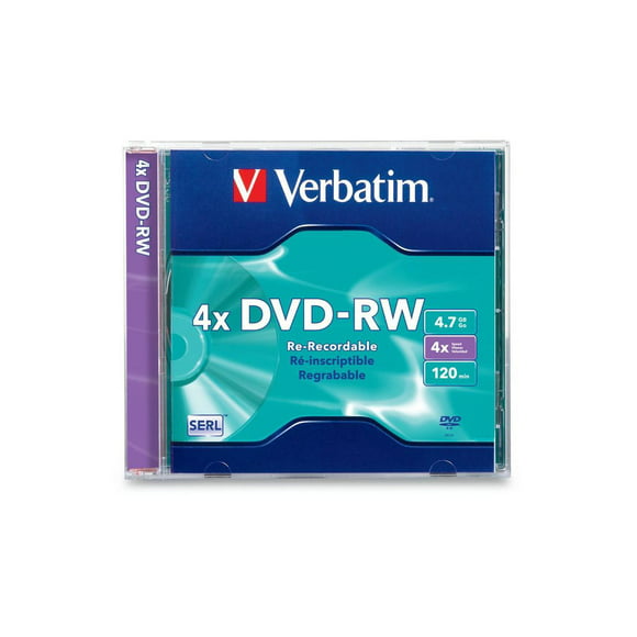 Verbatim  4.7GB  4X Branded DVD-RW  Single  Jewel Case  Disc Model 94836 - Retail
