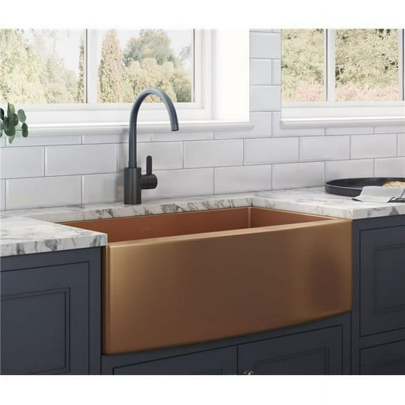Ruvati USA RVH9880CP 36 in. Apron-Front Farmhouse Stainless Steel Single Bowl Kitchen Sink - Copper Tone Matte Bronze