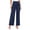 Navy, variant on yunLCZ Pants for Women High Waisted Women's Solid Color Fashionable Casual Pocket Cotton Linen Waist Wide Leg Pants