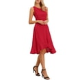 thumbnail image 4 of INSPIRE CHIC Women's Summer Dresses Wrap Ruffle Hem Round Neck Keyhole Back Sleeveless Floral Dress XS(2) Bright Red, 4 of 6