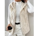 thumbnail image 2 of QQZ Long Cable Fuzzy Zip Up Hooded Vest Women, Zip Up Sweatshirt Women, Lightweight Cardigans For Women Trendy, Fall Travel Daily Business Casual Outdoor Outfits, 2 of 8