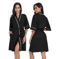 thumbnail image 2 of MAYFISH Women's 100% Cotton Summer Short Robes Lightweight Spa Robe Soft Knit Kimono Bathrobes with Pockets(Black,M), 2 of 6