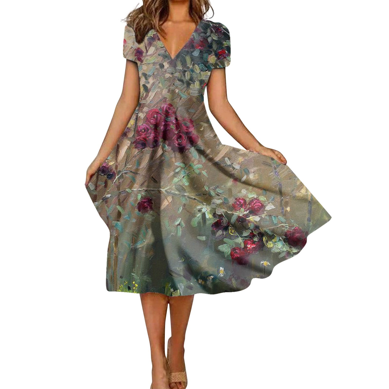 TBKOMH Plus Size Maxi Dress for Women, 2023 Summer Casual Halter Neck A ...