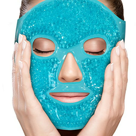 Face Eye Mask Gel Cold Pack – Reduce Puffiness, Bags Under Eyes, Puffy Dark Circles, Migraine - Therapeutic Heat and Ice Compress With Cover - For Sleep, Sinus Pressure, Headaches, Skin Care - (Best Way To Cover Dark Circles Under Eyes)