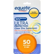 Equate Ultra Protection Clear Zinc Sunscreen for Face & Lips, SPF 50, 1 fl oz