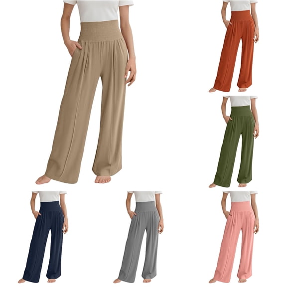 Girls Palazzo Pants for Girls Summer Boho Wide Leg High Waist Casual Beach Travel Outfit 2025 Size 8-9 Years