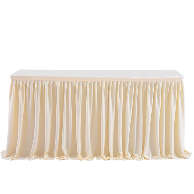 EDTara Table Skirt 72in x 30in Pleated Ruffle Polyester for Wedding, Birthday Party, Baby Shower Decoration
