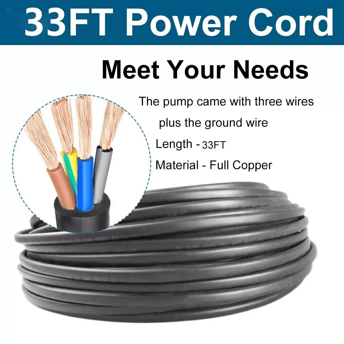 iMeshbean 2" OD 1/2HP Deep Well Submersible Pump 110V 4.4GPM 164FT Max 33FT Cord 1/2in NPT