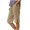 Khaki, variant on Linen Pants Women Women's Solid Color Cotton Linen Casual Shorts Button Side Slit Design Non-Elastic Waist Loose Relaxed Fit Lightweight Daily