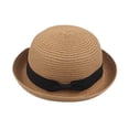thumbnail image 2 of Shadoumai Sun Hats for Women,Summer Beach Cap,Bow Binding Bowler Caps Straw Braided Hat for Travel Camping, 2 of 4