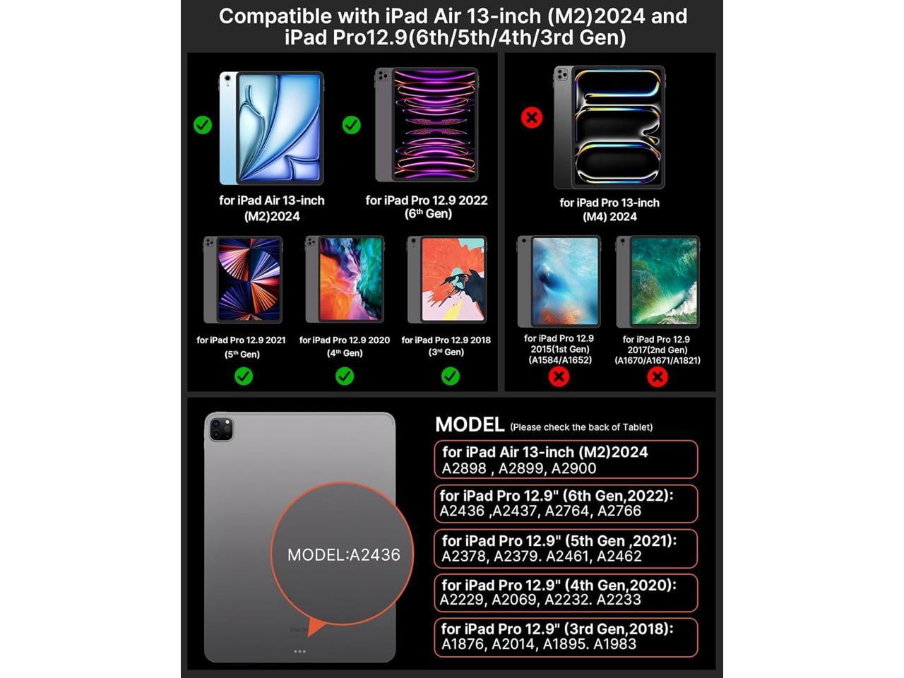 Coque IPad Pro 13 Pouces 2024 M4 Avec Clavier – Magnétique, Rétroéclairé, Trackpad