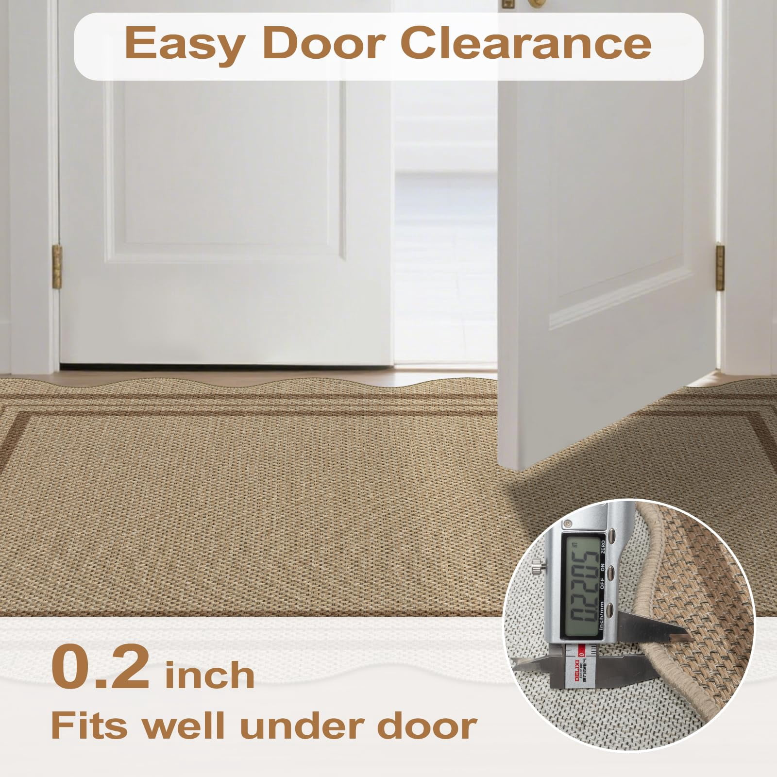 Modern Easy Jute Rug  2x6 Kitchen Runner Washable Runners For Hallways Farmhouse Carpet Non Slip Indoor Outdoor Contemporary Door Mat Porch Laundry Entryway