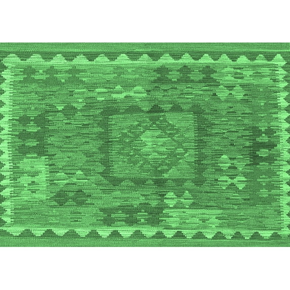 Ahgly Company Indoor Rectangle Southwestern Emerald Green Country Area Rugs, 7' x 10'