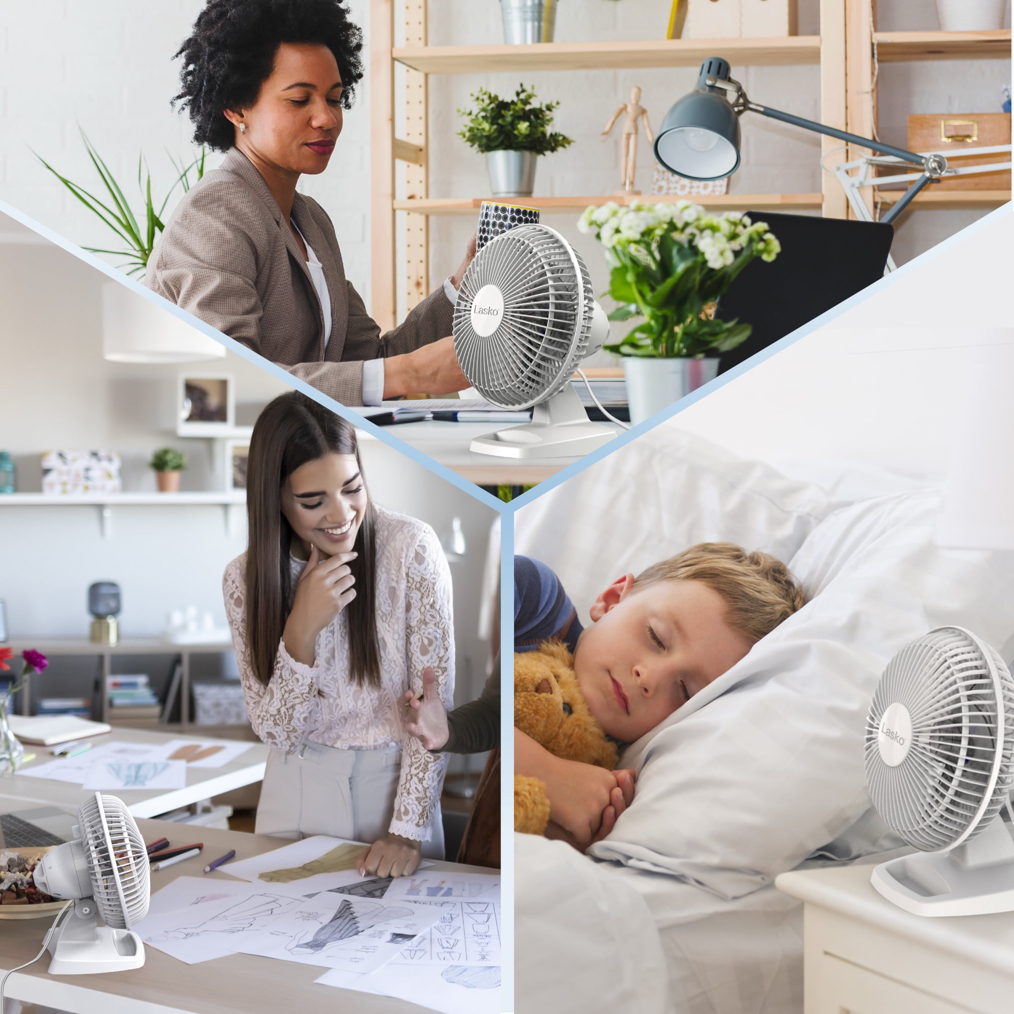 Lasko 6" Personal 2-Speed Table Fan with Storage Tray, White, 2002W