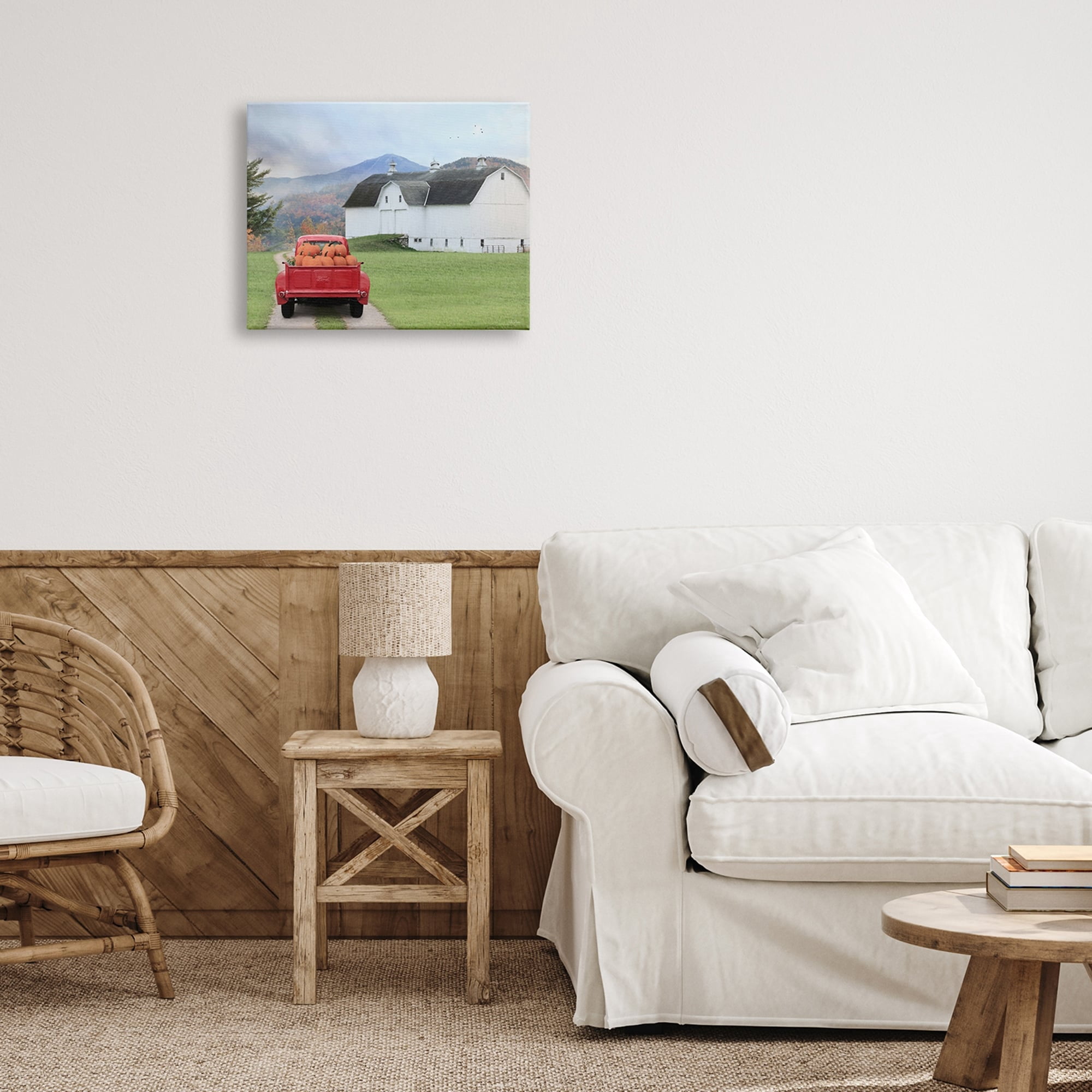 Stupell Industries Pumpkin Truck Driving Countryside Road Farmhouse , 30 x 24, Design by Lori Deiter