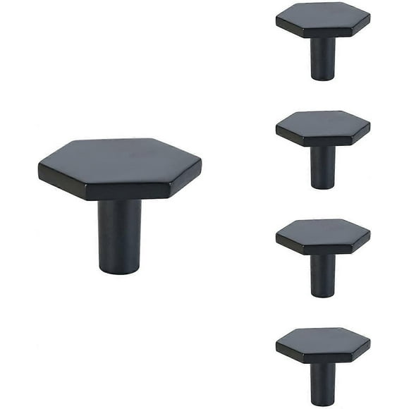 Black Cabinet Knobs for Kitchen Drawer, Bathroom Cupboard Hardware, Door Dresser Furniture Wardrobe Handles (5 Pack)