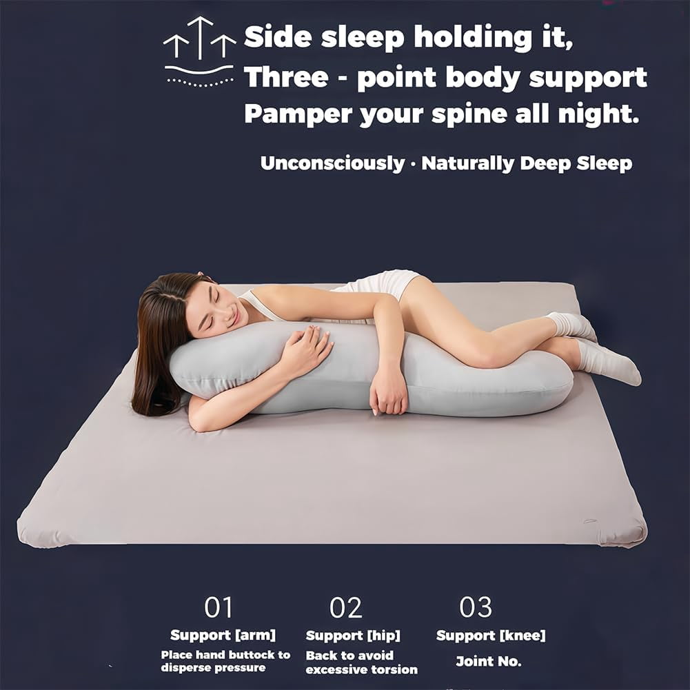 2026 Upgraded Pea Pod Body Pillow for Side Sleeper, Ergonomic Double Curve Design for Hip & Leg Support, Full Body Comfort Pillow for Back & Neck, Secure Fit Between Knees, Dual-Zone Design (Pink)