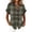 Dark Green, variant on Short Sleeve Button Up Shirts for Women Crew Neck Tee Plaid Print Rolled Cuffs Top Fashion Loose Spring Shirts with Pocket,Gray(M)