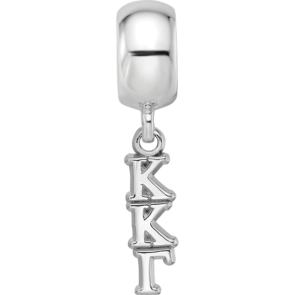Sterling Silver RH-plate LogoArt Kappa Kappa Gamma Vertical Letter Bead QKKG005BD1-SS