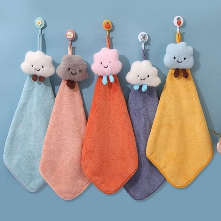 Joernso Wipe Towel Comfortable Super Absorbent Coral Fleece 3D Flower Shape Kitchen Bathroom Hanging Hand Towel Household Accessories