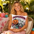 thumbnail image 6 of Summerween Halloween Pillow Cover 18 X 18 Inch Linen Throw Pillow Cover Pink Spooky Skeleton Print for Home Bedroom Living Room Outdoor Party Halloween Decor 1 Pack, 6 of 6