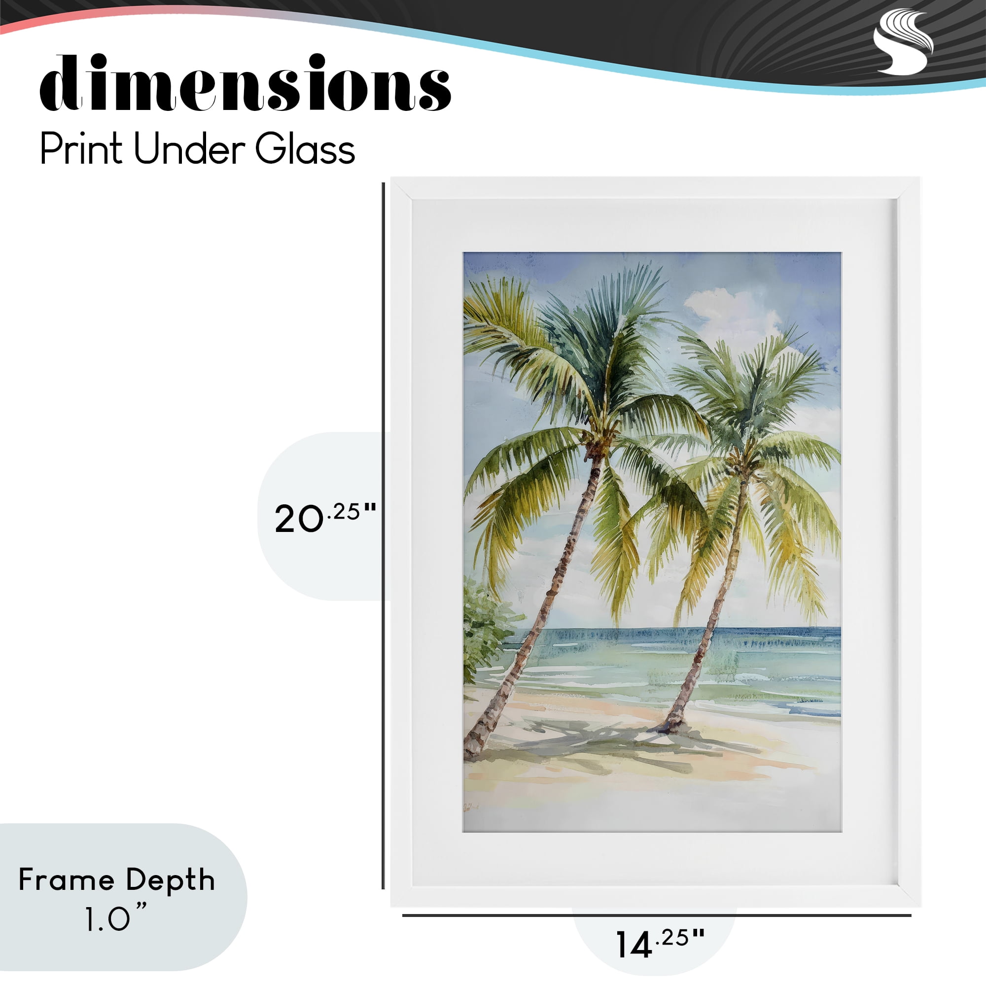Stupell Industries Shady Palm Beach Escape White Framed Print Under Glass, design by Petal Prints Design