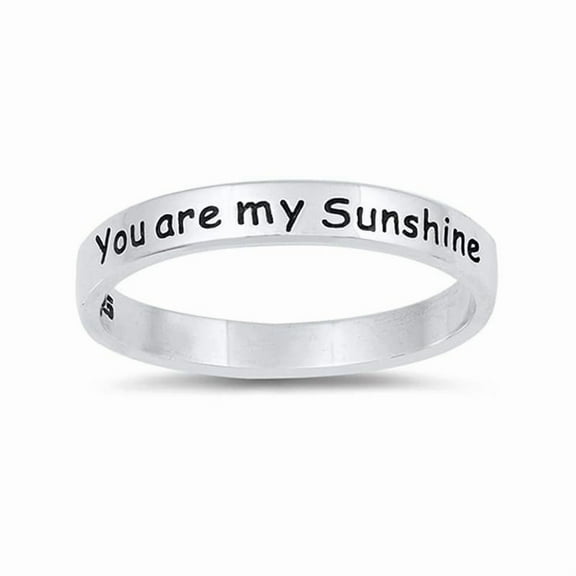 925 Sterling Silver You are my Sunshine Stackable Script Band Ring, Personalized Mothers Day Gift Ring